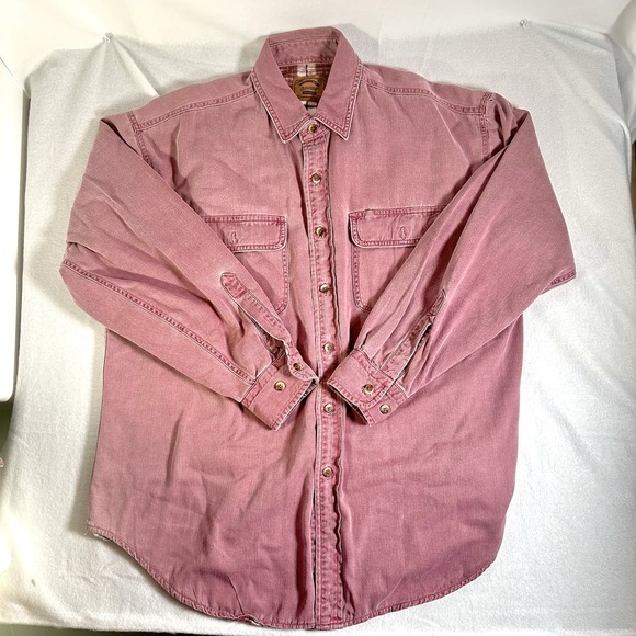 St. John's Bay Other - Vtg St Johns Bay Men's Heavyweight Flannel Lined Button Up Faded Red Size Large
